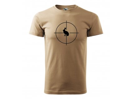 Pánské tričko Zajíc v hledáčku (Barva textilu Písková, Velikost oblečení XS)