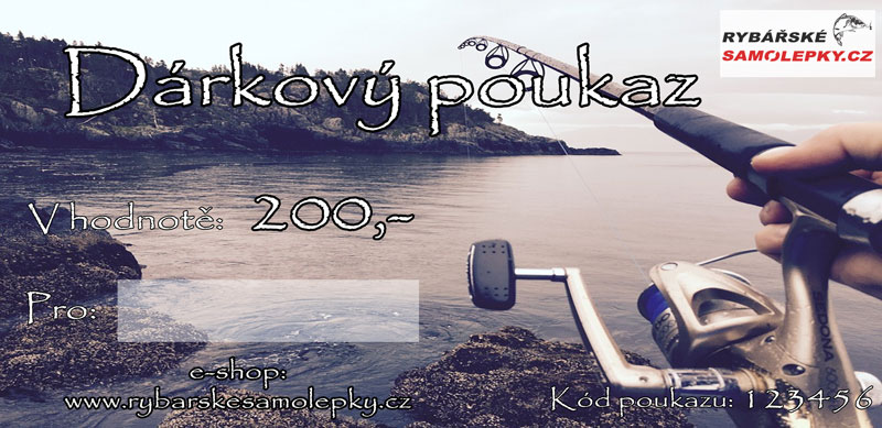 Dárkový poukaz - motiv 2 Motiv poukazu: Prut na ryby - neutrální, Hodnota: 200Kč