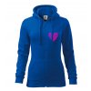 dámská mikina srdce z kaprů azurově modrá