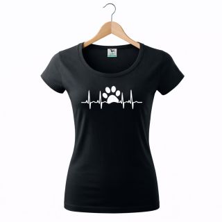 🐾❤️ Dámské tričko EKG s kočičí tlapkou 😺 Protože srdce milovnice koček bije v tom správném rytmu. Stylové dámské bavlněné...