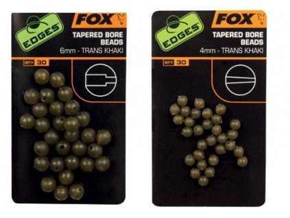 Fox Gumové korálky Tapered Bore Beads Trans Khaki- 6mm