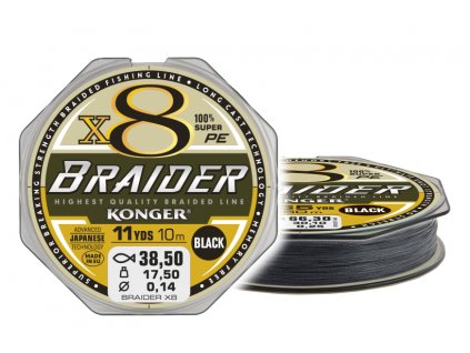 Konger Šňůrka Braider x8 10m Black