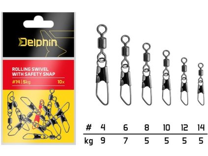 delphin karabinka s obratlikem rolling swivel with safety snap 10 ks