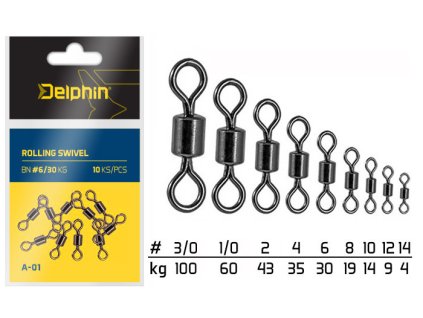 Delphin obratlík Rolling Swivel A-01/10ks