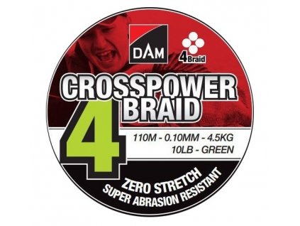 DAM Pletená Šňůra Crosspower 4-Braid Green 110m