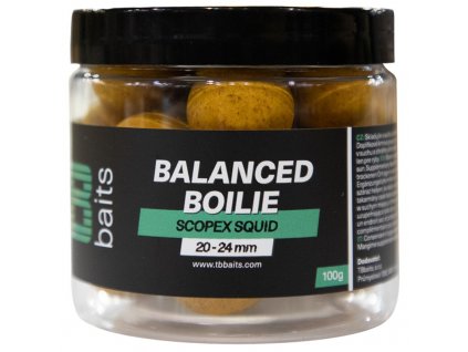 TB Baits Vyvážené Boilie Balanced + Atraktor Scopex Squid 100g 20 24mm