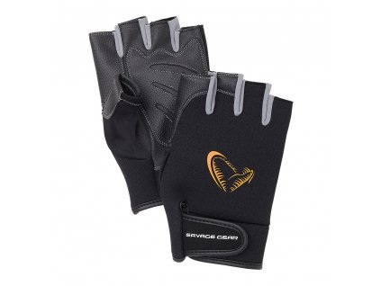 Savage Gear Rukavice Neoprene Half Finger Black