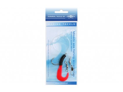 Mořský návazec - PILK D-TWIST RIG 5.5cm - háček: 4/0 (černo/červený)