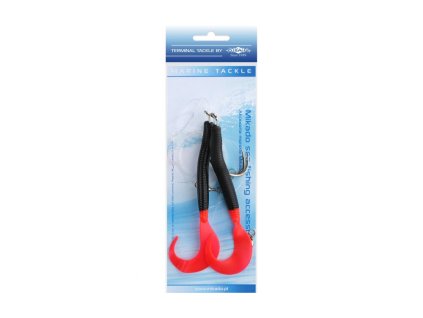 Mořský návazec - PILK D-TWIST RIG 14cm - háček: 2x8/0 (černo/červený)