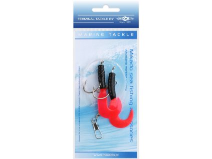 Mořský návazec - PILK D-TWIST RIG 7.5cm - háček: 2x6/0 (černo/červený)