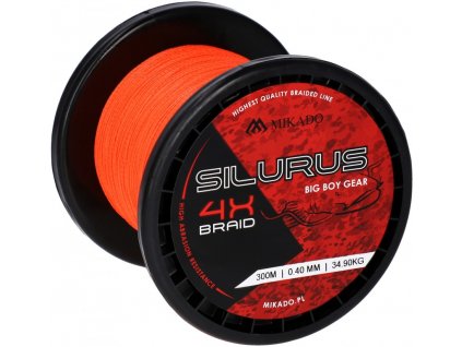 Pletená šňůra - SILURUS 4 X BRAID Fluo oranžová 300M 0.35mm / 33.40kg