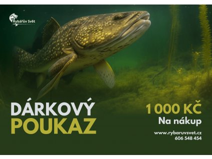 Dárkový poukaz pro rybáře 1 000 Kč (tištěný nebo elektronický)
