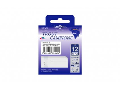 Navázané háčky - 10ks - TROUT CAMPIONE vel. 10 / 0.18 - 150 cm / nikl