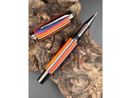 Dřevěné kuličkové pero WoodenFish L - barevná dýha gun metal