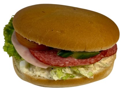 Bulka se šunkou a vysočinou