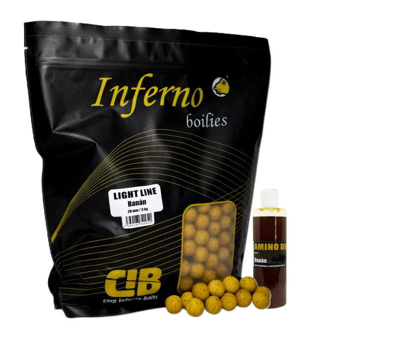 Carp Inferno Boilies Light Line  20mm/3kg + 250ml booster Banán, 20mm, 3 kg
