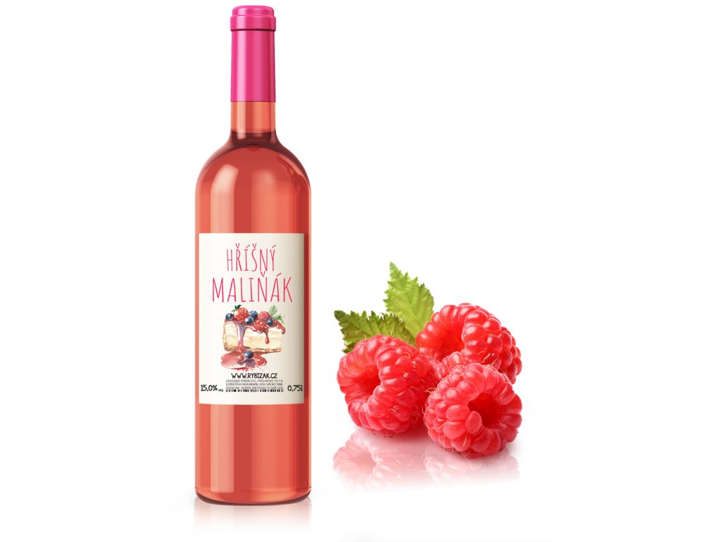 Malinové víno 16,5% dezertní víno, bez siřičitanů