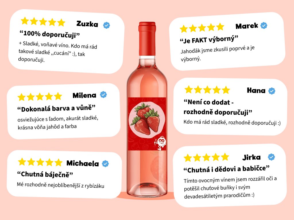 Jahoďák ve skle Ovocné víno z jahod - polosladké