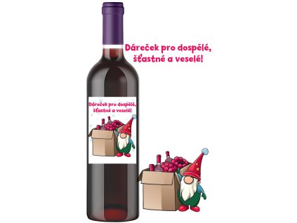 Dáreček pro dospělé, šťastné a veselé!  Víno z černého rybízu 11,5% alk.