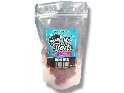 JV Baits rozpustné boilies jahoda 250g 20mm