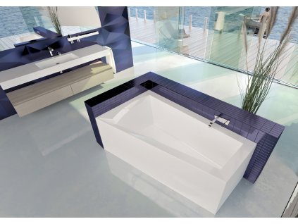 TEIKO Vana Nera 160 L asymetrická 160 x 100 cm, akrylátová, bílá, levá V110160L04T07001 Nohy zdarma