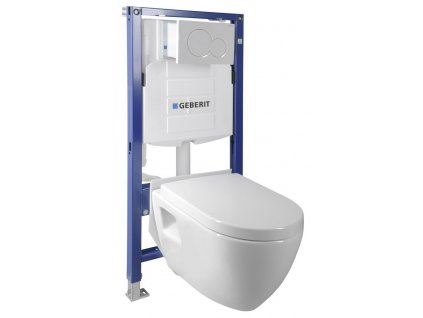 Sapho Závěsné WC Nera s podomítkovou nádržkou do sádrokartonu a tlačítkem Geberit, bílá WC-SADA-16