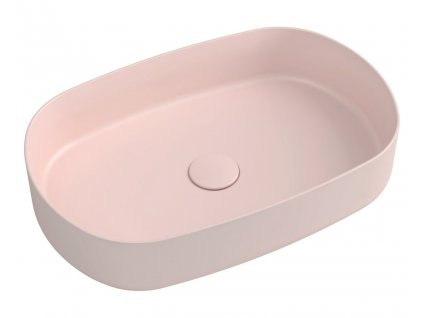 Isvea INFINITY OVAL keramické umyvadlo na desku, 55x36 cm, matná růžová Salmon 10NF65055-2S