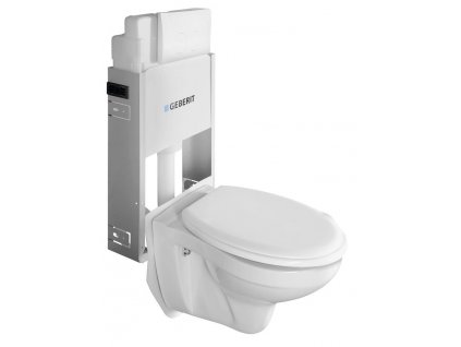 Sapho Závěsné WC Taurus s podomítkovou nádržkou a tlačítkem Geberit, bílá WC-SADA-15