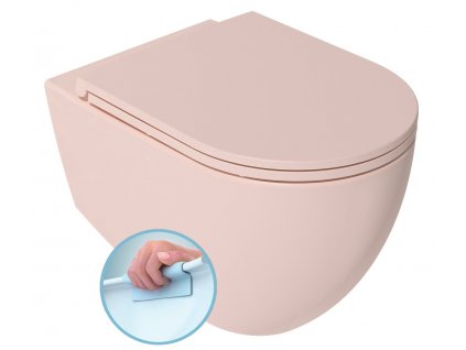 Isvea INFINITY závěsná WC mísa, Rimless, 36,5x53cm, matná růžová Salmon 10NF02001-2S