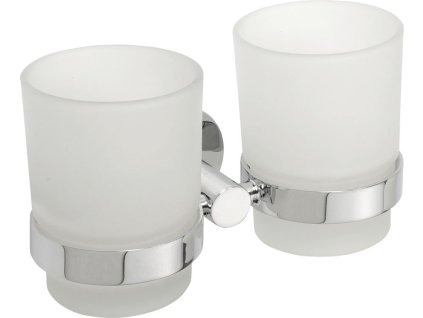 Sapho X-ROUND dvojitý držiak pohárov, mliečne sklo, chróm XR902