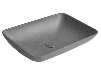 Sapho INFRANE betónové umývadlo na dosku vrátane výpuste, 57x37cm, čierny granit AR464