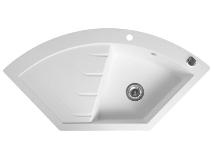 Sapho Granitový zabudovateľný drez rohový s odkvapom 114x57,5cm, biela GR1931