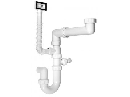Bruckner Drezový sifón šetriaci miesto s prepadom a odbočkou 6/4", DN40, biela 155.126.0