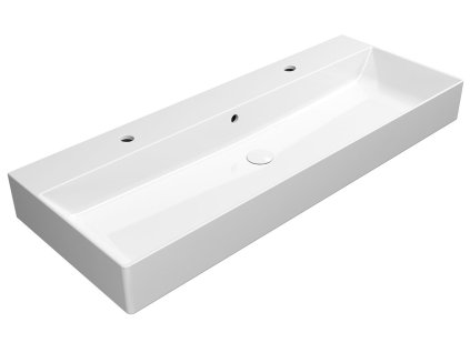 GSI KUBE X keramické umývadlo 120x47cm, 2 otvory, biela ExtraGlaze 9424211