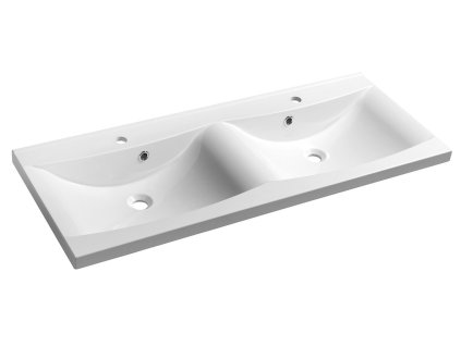 Sapho LUCIOLA dvojumývadlo 120x48cm, liaty mramor, biela 50122