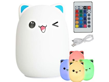 157666 19 verk 24085 nocni rgb lampicka dotykova kote usb 1200mah s dalkovym ovladanim