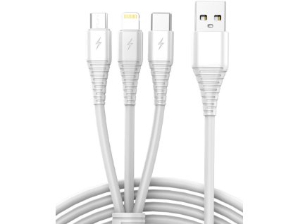 166410 4 kik kx4242 kabel usb 3v1 micro usb usb c lightning 1m bily