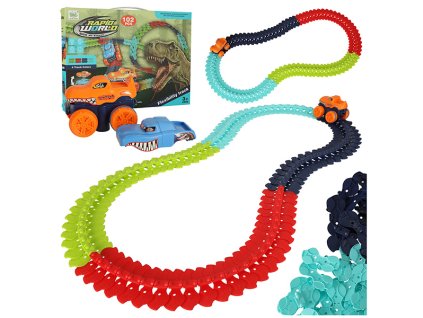 Tor wyscigowy elastyczny auta zjezdzalnie 102el 132cm 158366