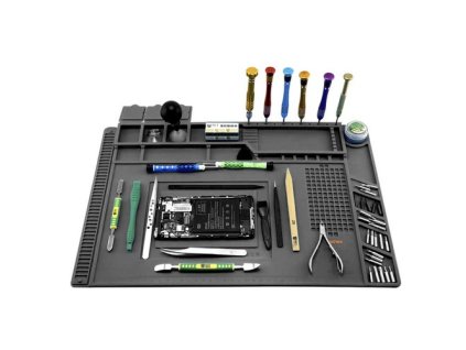 167863 20 bigstren 22727 silikonova pracovni podlozka s magnetickymi prihradkami 45 30 cm seda