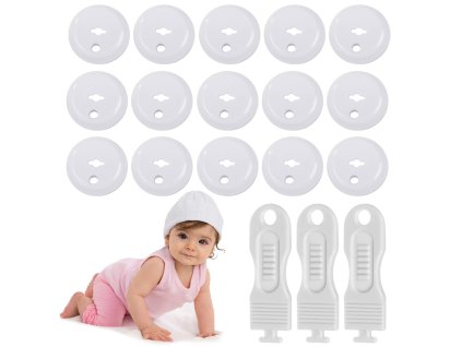 199731 11 verk 27135 bezpecnostni zaslepka do zasuvky 15 ks klic bila