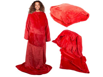 228065 12 fleecova prikryvka s rukavy tepla deka mikina 140x200