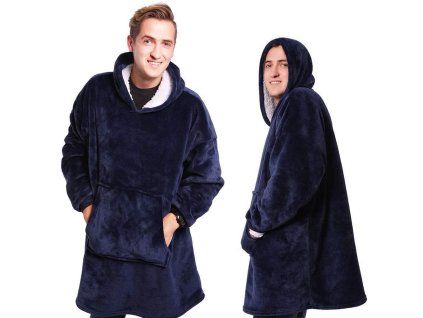 228035 8 tepla mikina a oversize deka 2v1 silny fleece modra akce