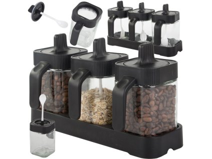 231149 10 sklenene nadoby na koreni s potravinovou lzickou sada 3 kusu