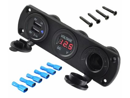 233990 apt zasuvka do autozapalovace 2x 5v usb voltmetr