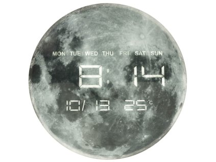 Zegar scienny planeta ksiezyc z wyswietlaczem LED 32 cm szary 157524
