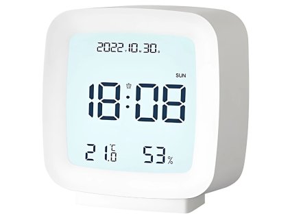 244670 6 budik s datem a teplotou lcd bila