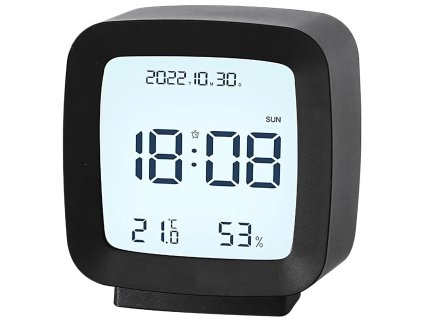 244763 10 budik s datem a teplotou lcd cerny