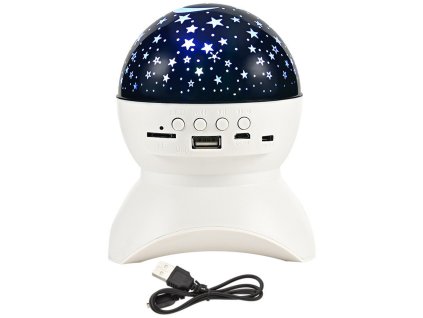 251435 projektor nocni svetlo hvezda bluetooth usb bily