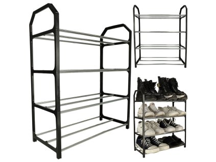 Szafka polka na buty stojak regal 4 poziomy czarny 158323