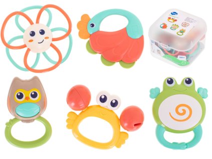 77523 1 kik kx5594 sada chrastitek a kousatek pro miminka zviratka 5 ks